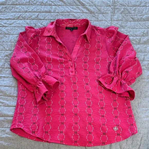 Adrienne Vittadini Bright Fuchsia Blouse; women’s size medium - Picture 2 of 12